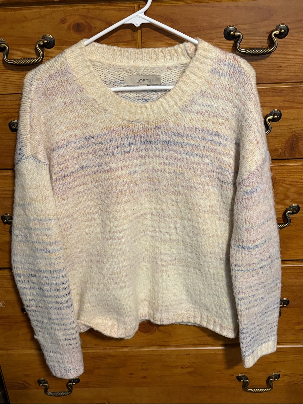 LOFT Cream Speckled Crewneck Sweater
